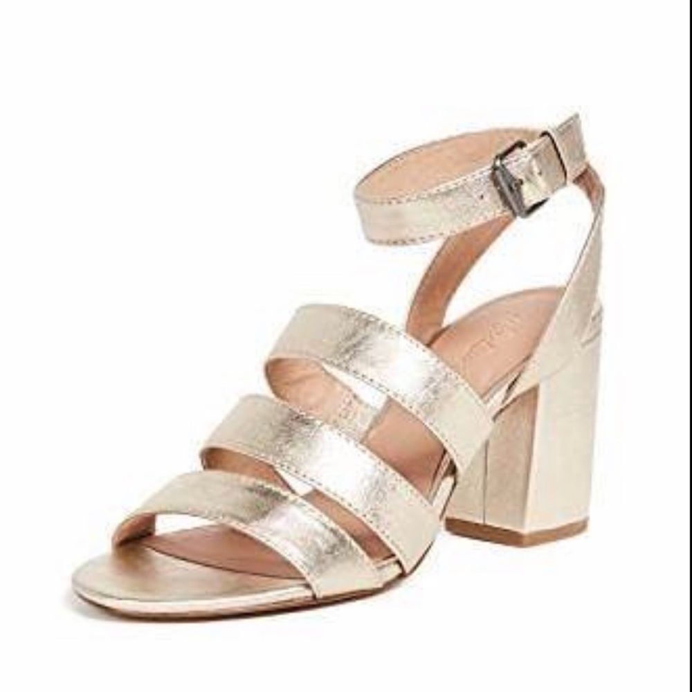 Madewell Women’s Metallic White Gold Bistra 3 Strap Maria Sandals Sz 8 H2158 NIB